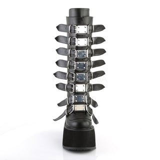 Damned-318 Black Matte Knee High Platform Boots