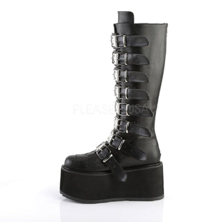 Damned-318 Black Matte Knee High Platform Boots