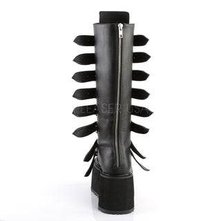Damned-318 Black Matte Knee High Platform Boots