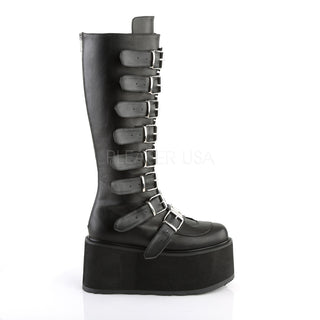 Damned-318 Black Matte Knee High Platform Boots
