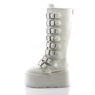 Damned-318 White Knee High Boots