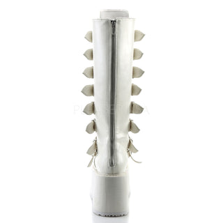 Damned-318 White Knee High Boots