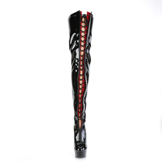 Delight-3027 Two Tone Lace Up Stretch Thigh High Boots