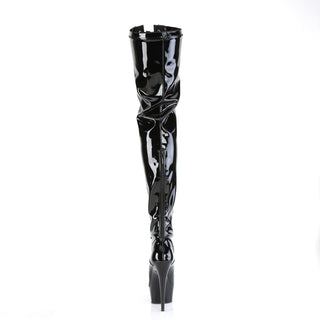 Delight-3027 Two Tone Lace Up Stretch Thigh High Boots