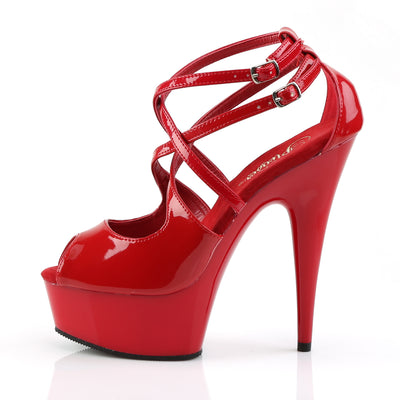 Pleaser Delight-612 Criss-Cross Red Platform Heels