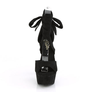 Delight-679 Black Criss Cross Ankle Wrap Sandals