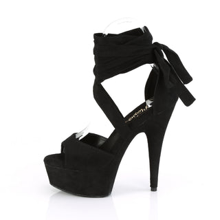 Delight-679 Black Criss Cross Ankle Wrap Sandals