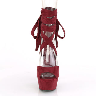 Delight-679 Burgundy Criss Cross Ankle Wrap Sandals
