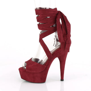 Delight-679 Burgundy Criss Cross Ankle Wrap Sandals