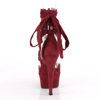 Delight-679 Burgundy Criss Cross Ankle Wrap Sandals