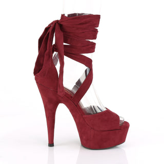 Delight-679 Burgundy Criss Cross Ankle Wrap Sandals