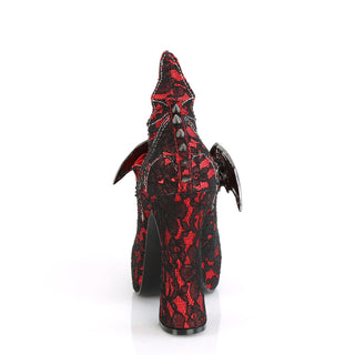 Demon Platform Heels Red Satin