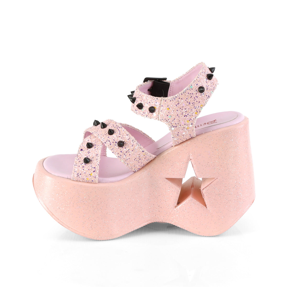 Midnight Star Baby Pink Glitter Wedge Platform Sandal