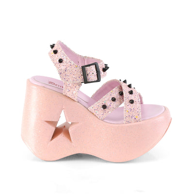 Midnight Star Baby Pink Glitter Wedge Platform Sandal