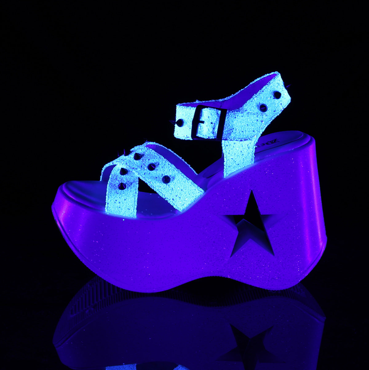 Midnight Star Wedge Platform Sandal White Glitter