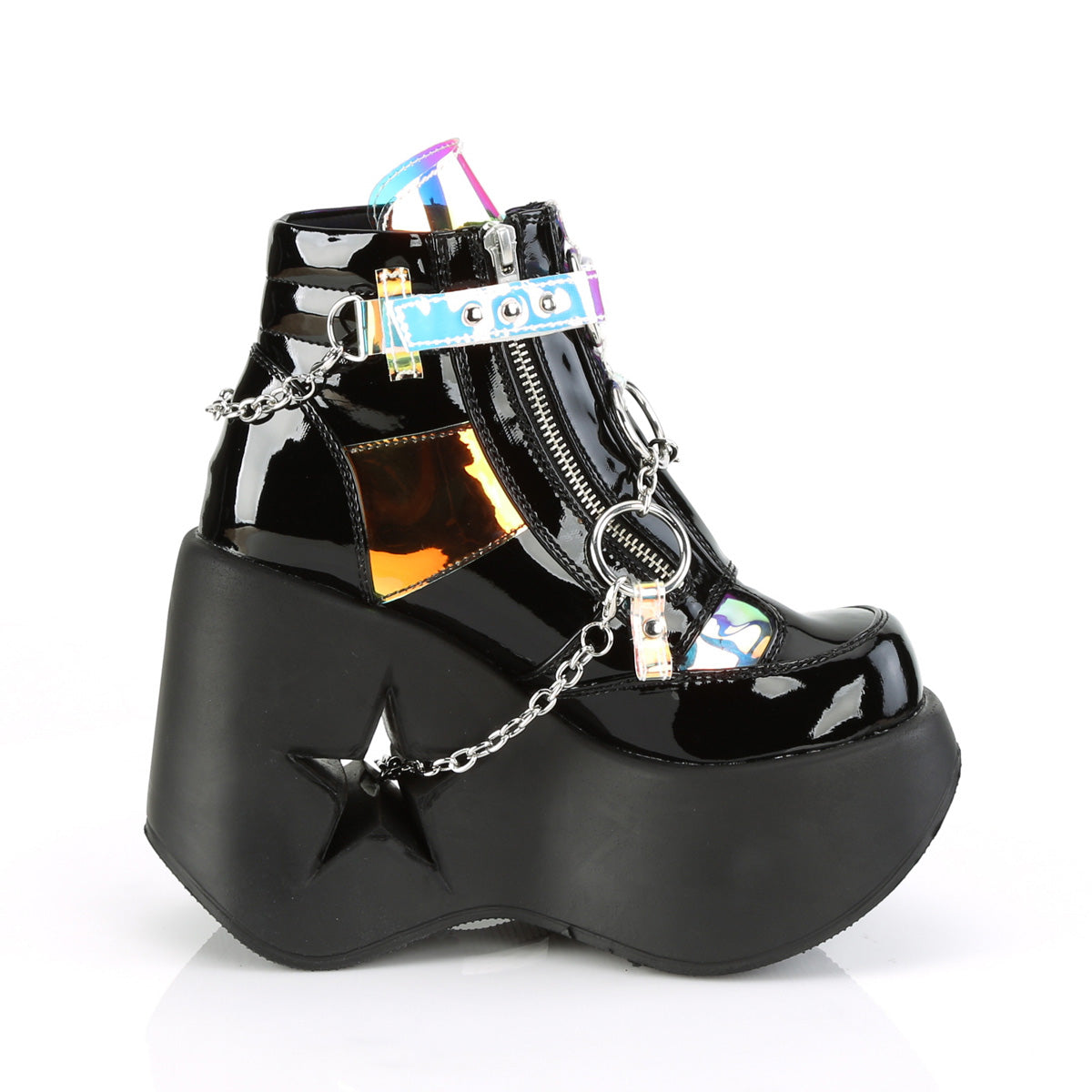 Midnight Star Wedge Magic Mirror Platform Boots