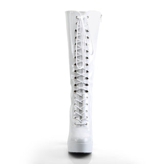 Electra-2020 White Patent Knee High Boots