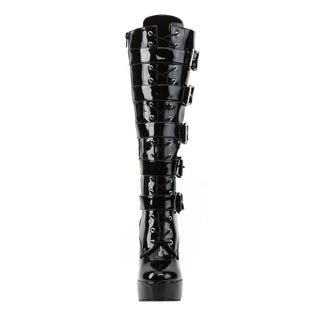 Electra-2042 Black Patent Knee High Boots