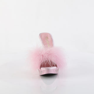 Elegant Marabou Mule Heels Pink