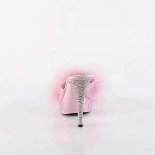 Elegant Marabou Mule Heels Pink