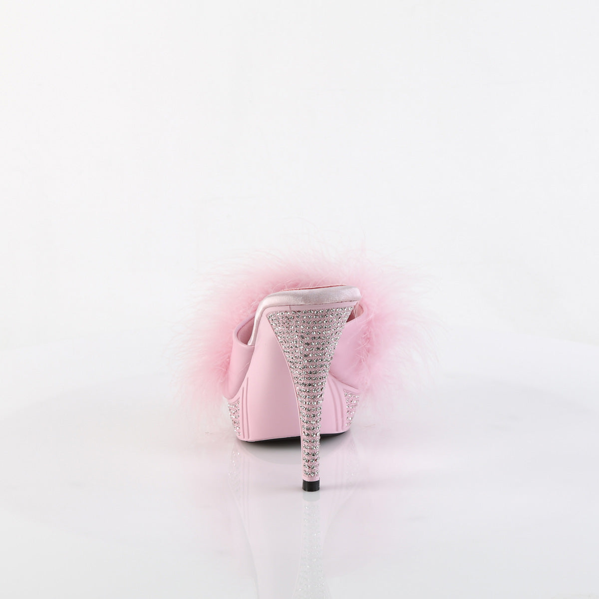 Elegant Marabou Mule Heels Pink