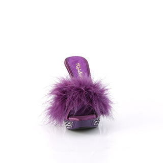 Elegant-401F Purple Marabou Mule Heels