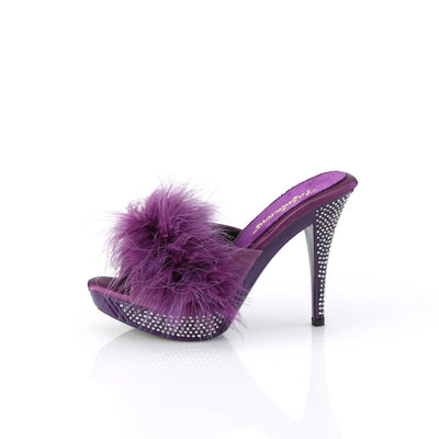 Elegant Marabou Mule Heels Purple