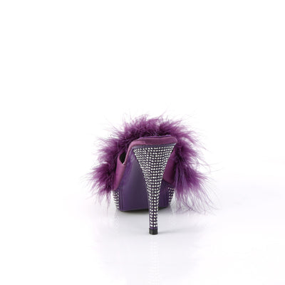 Elegant Marabou Mule Heels Purple
