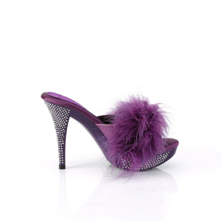 Elegant-401F Purple Marabou Mule Heels