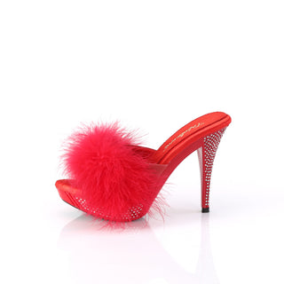 Elegant Marabou Mule Heels Red