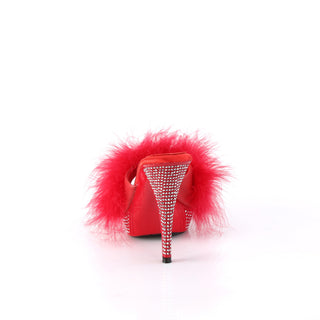 Elegant Marabou Mule Heels Red