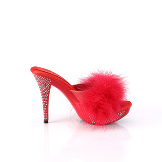 Elegant Marabou Mule Heels Red