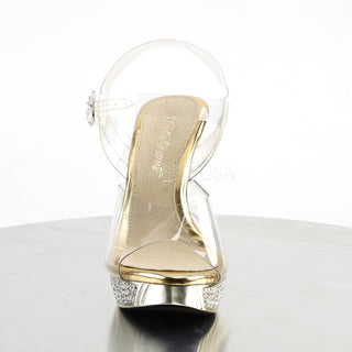Elegant-408 Gold Rhinestone Platform Sandals