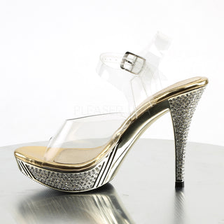 Elegant-408 Gold Rhinestone Platform Sandals