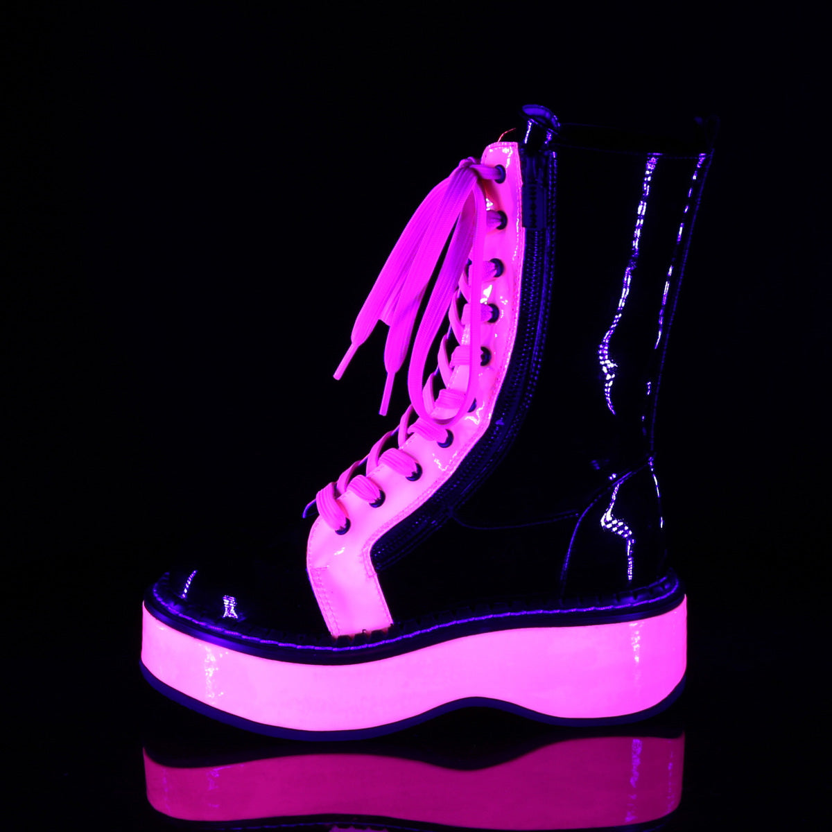 Pink Devil Neon UV Platform Boots