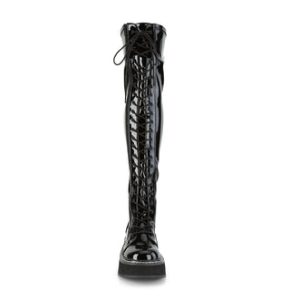 Emily-375 Black Patent Over-the-Knee Boots