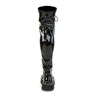 Emily-375 Black Patent Over-the-Knee Boots