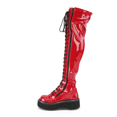 Cherry Red Over The Knee Platform Boots