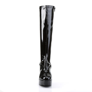Exotica-2000 Black Patent Chunky Heel Platform Gogo Boots