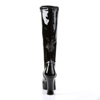 Exotica-2000 Black Patent Chunky Heel Platform Gogo Boots