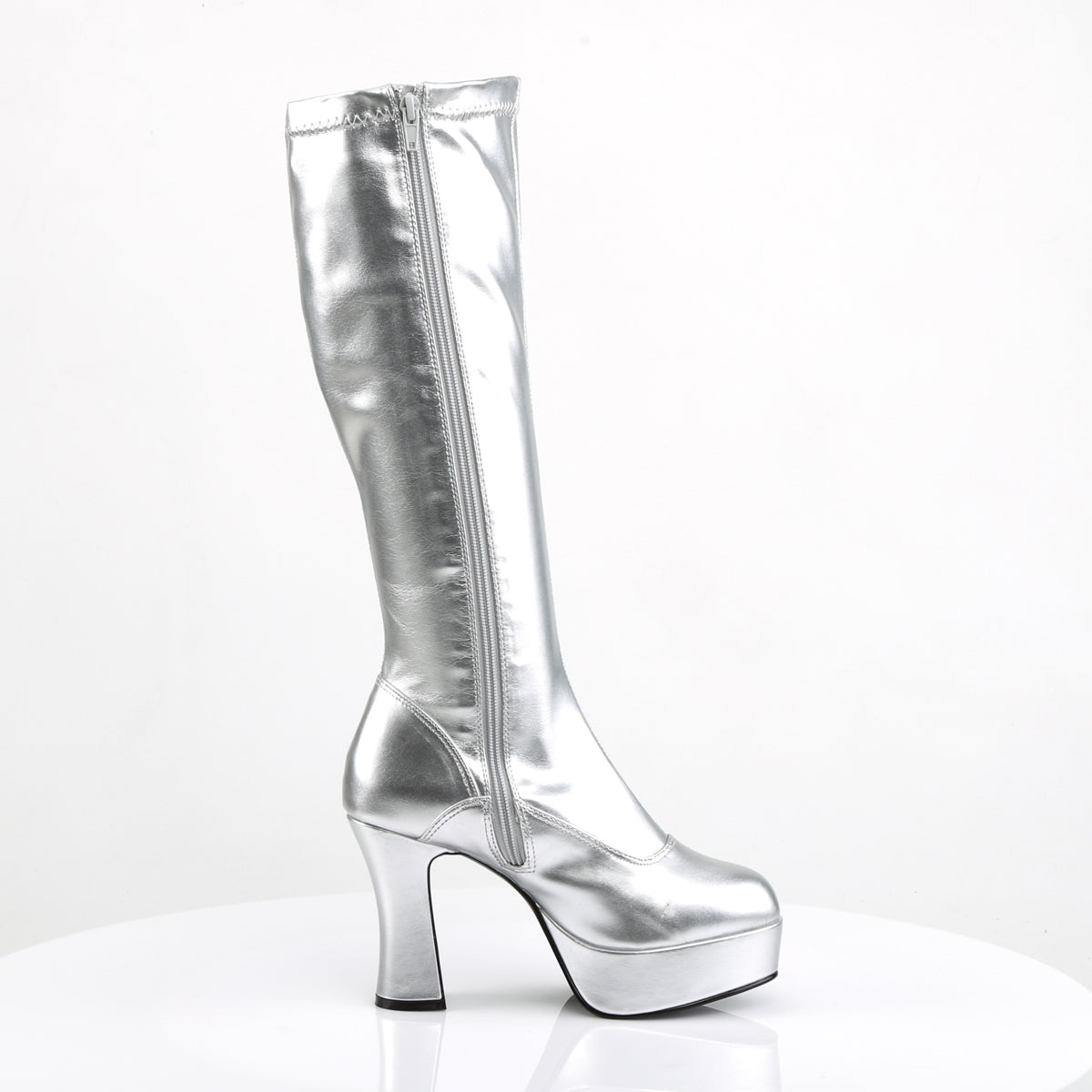 Exotica Gogo Platform Boots Silver