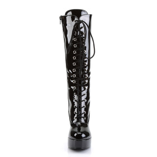 Exotica-2020 Black Patent Platform Lace Up Boots