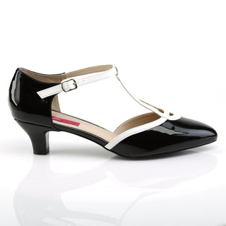 Black & White T-Strap Low Heels