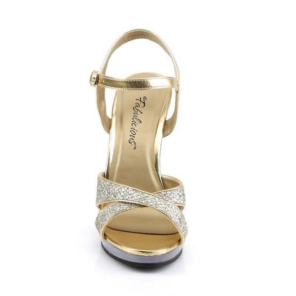 Fabulicuious FLAIR-419 (G) Cross Cross Gold Glitter Heels
