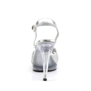 Flair-419G Silver Glitter Criss Cross Heels