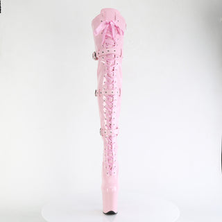 Flamingo-3028 Pink Platform Thigh High Pole Boots
