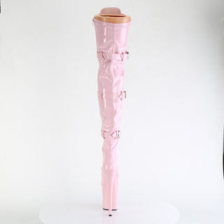 Flamingo-3028 Pink Platform Thigh High Pole Boots