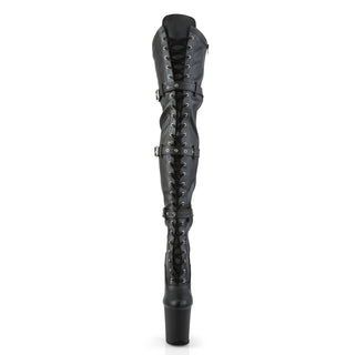 Flamingo-3028 Black Matte Platform Thigh High Pole Boots