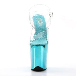 Flamingo-808 Turquoise Chrome Platform Heels