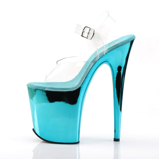 Flamingo-808 Turquoise Chrome Platform Heels